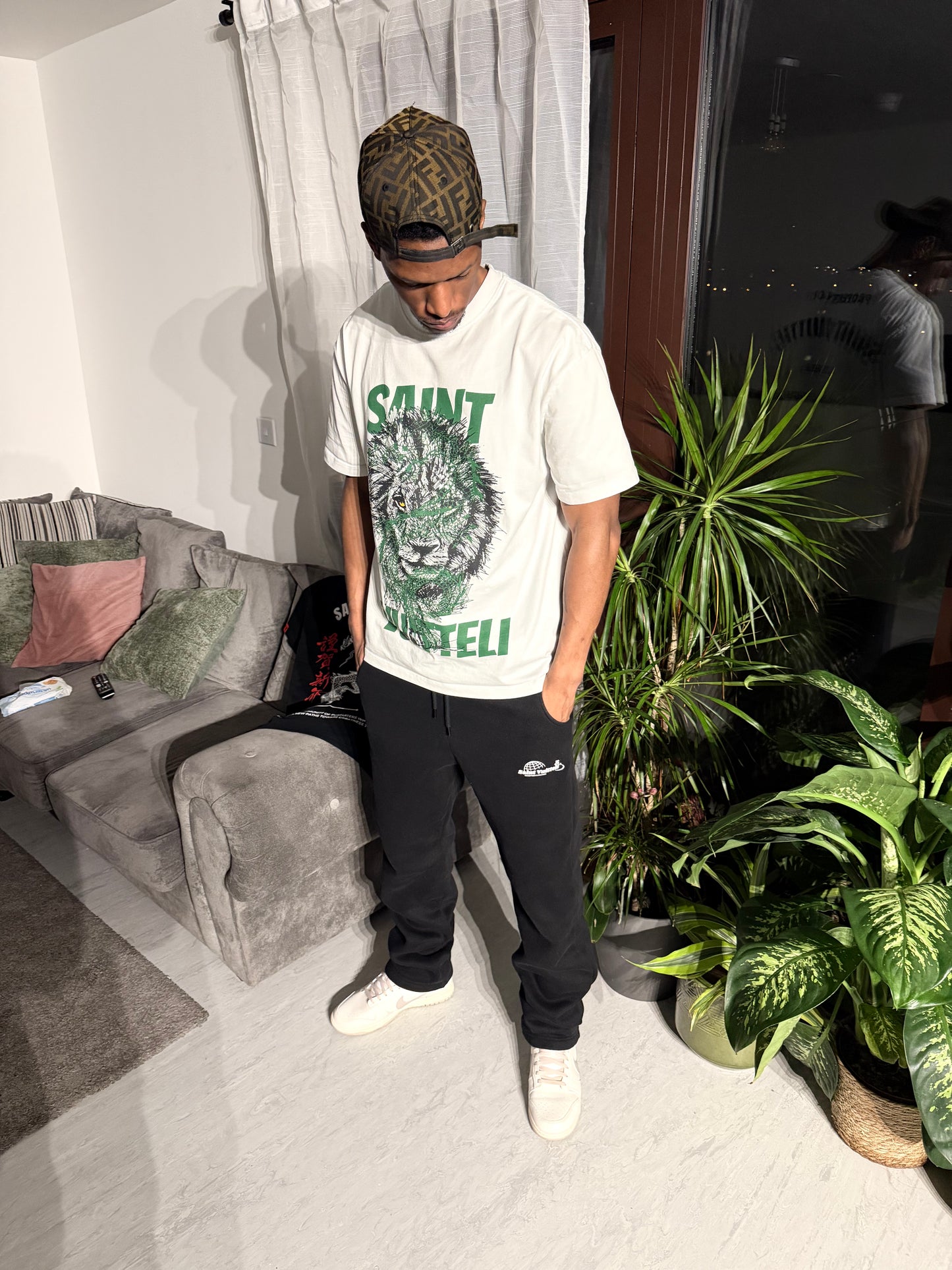 White and Green Shirt